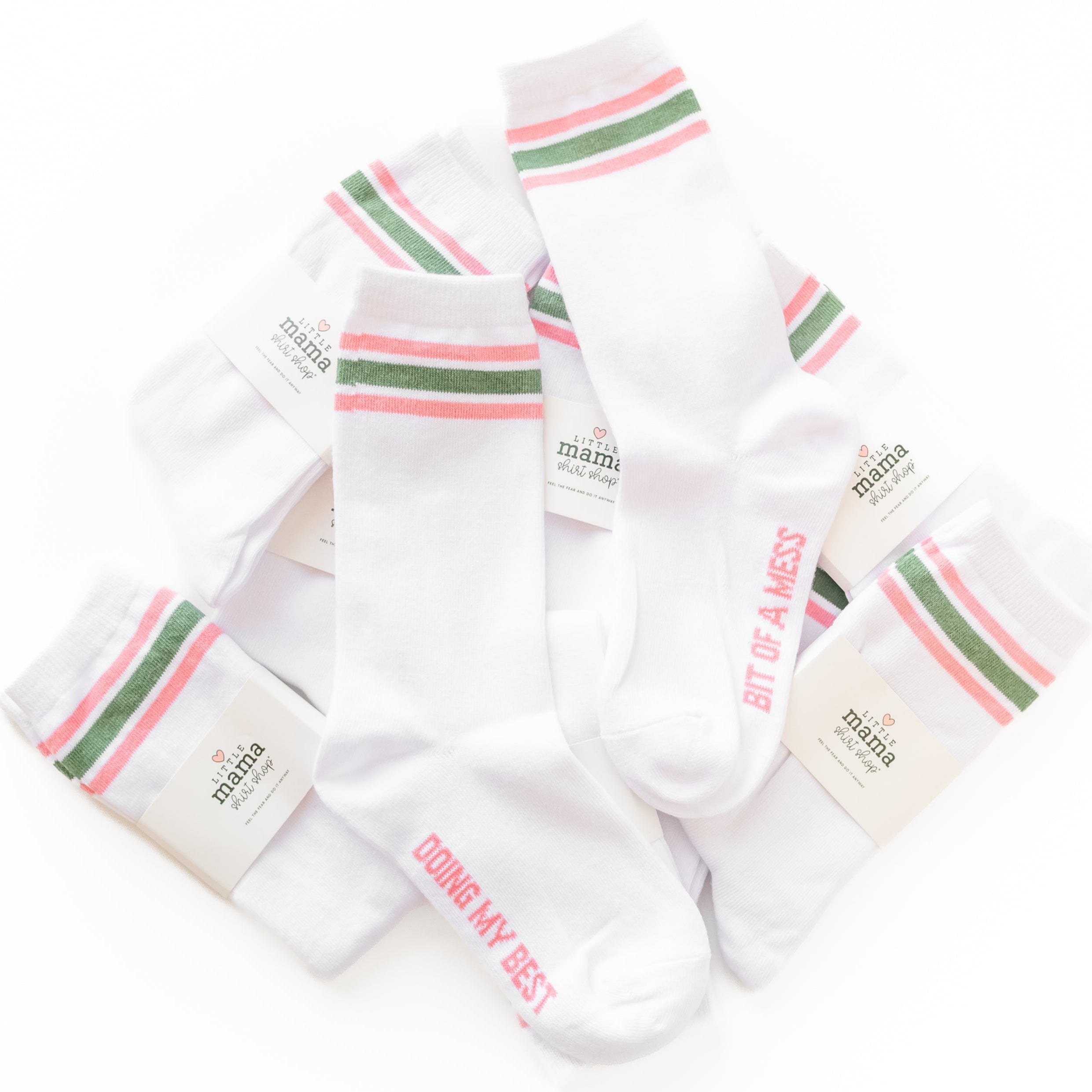 LMSS® CREW SOCKS - Bit of A Mess Doing My Best Little Mama Shirt Shop