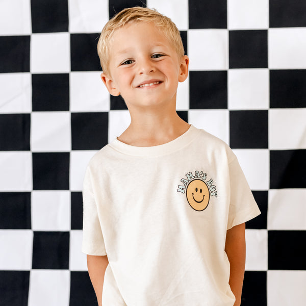 THE RETRO EDIT - Mama's Boy Pocket on Front w/ Little Gentleman on Back - Short Sleeve Child Shirt