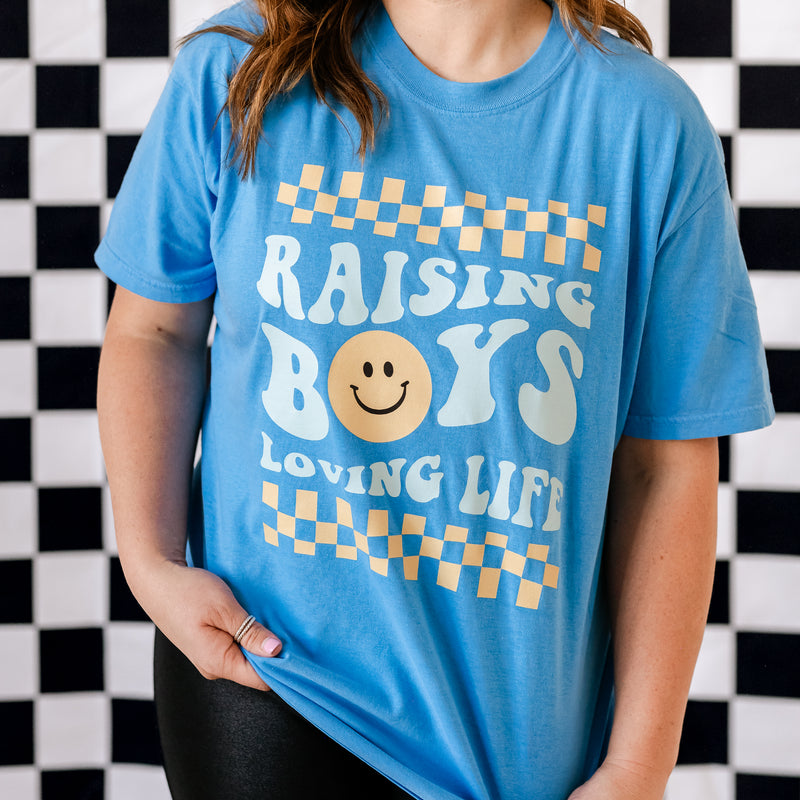 THE RETRO EDIT - Raising Boys Loving Life - SHORT SLEEVE COMFORT COLORS TEE