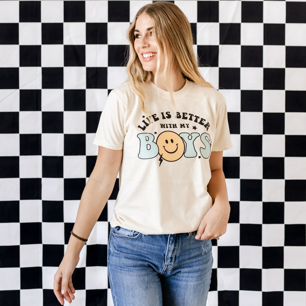 THE RETRO EDIT - Life is Better with My Boys (Plural) - SHORT SLEEVE COMFORT COLORS TEE