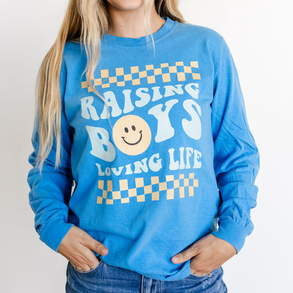 THE RETRO EDIT - Raising Boys Loving Life - LONG SLEEVE COMFORT COLORS TEE