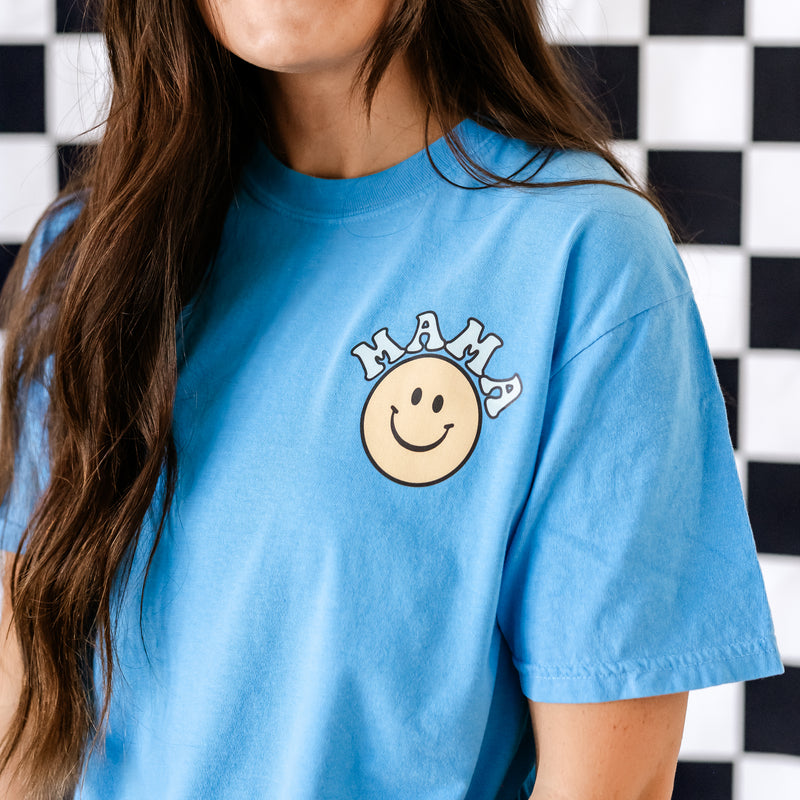 THE RETRO EDIT - Mama Smiley Pocket on Front w/ Raising a Little Gentleman (Singular) on Back - SHORT SLEEVE COMFORT COLORS TEE