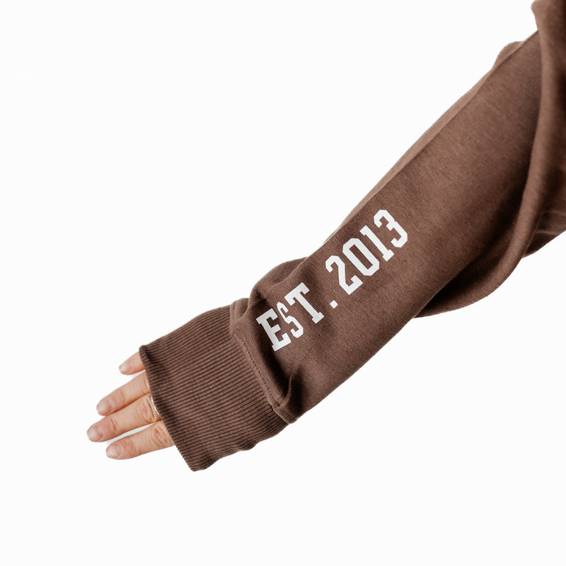 Chocolate Brown Quarter Zip Fleece - embroidered MOM w/ EST. YEAR