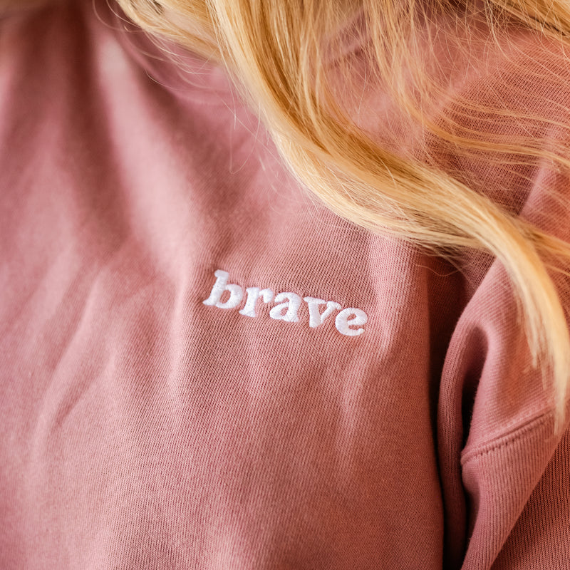 Embroidered Super Soft Fleece - Brave - White Thread