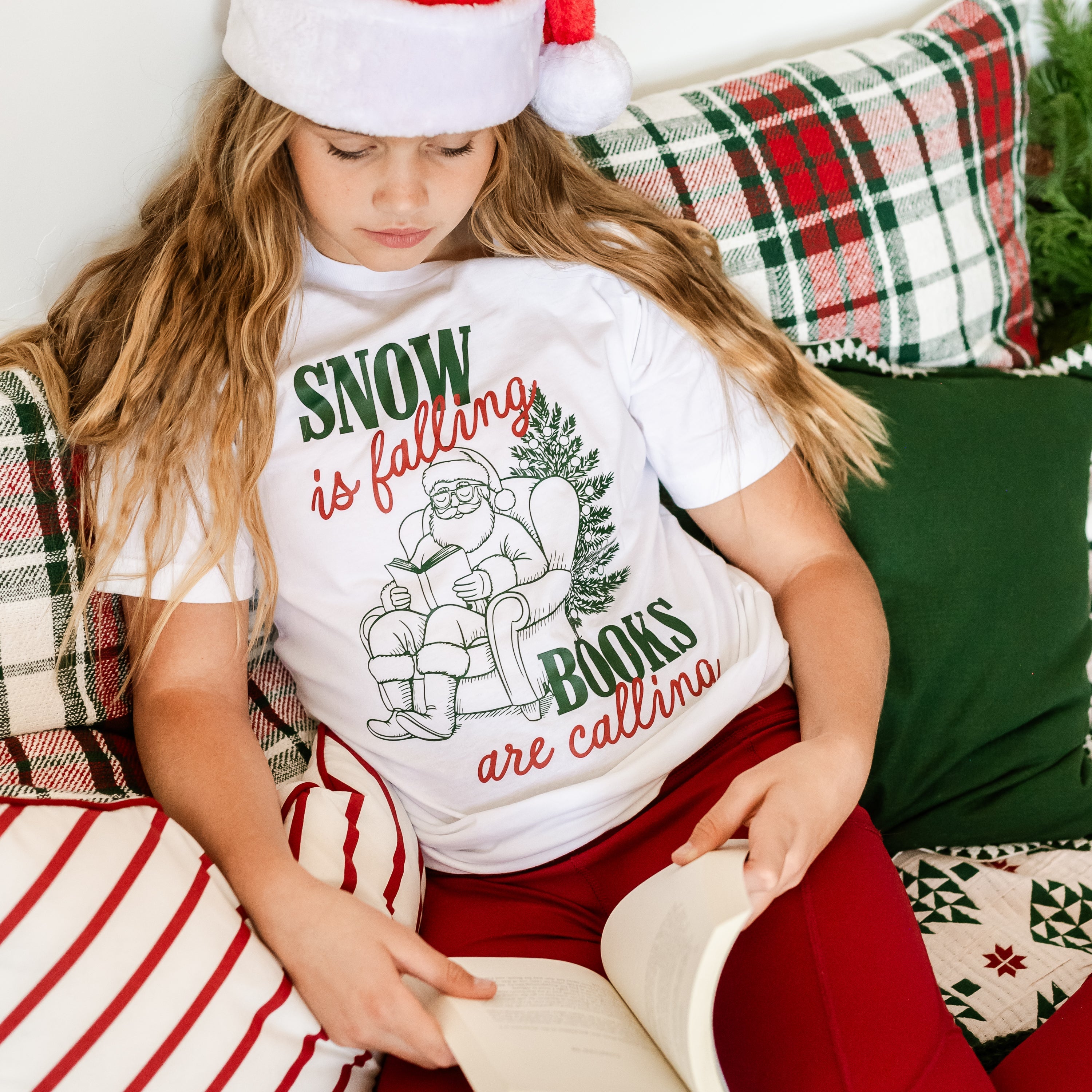 Snow Is Falling Books Are Calling - Child Tee Little Mama Shirt Shop