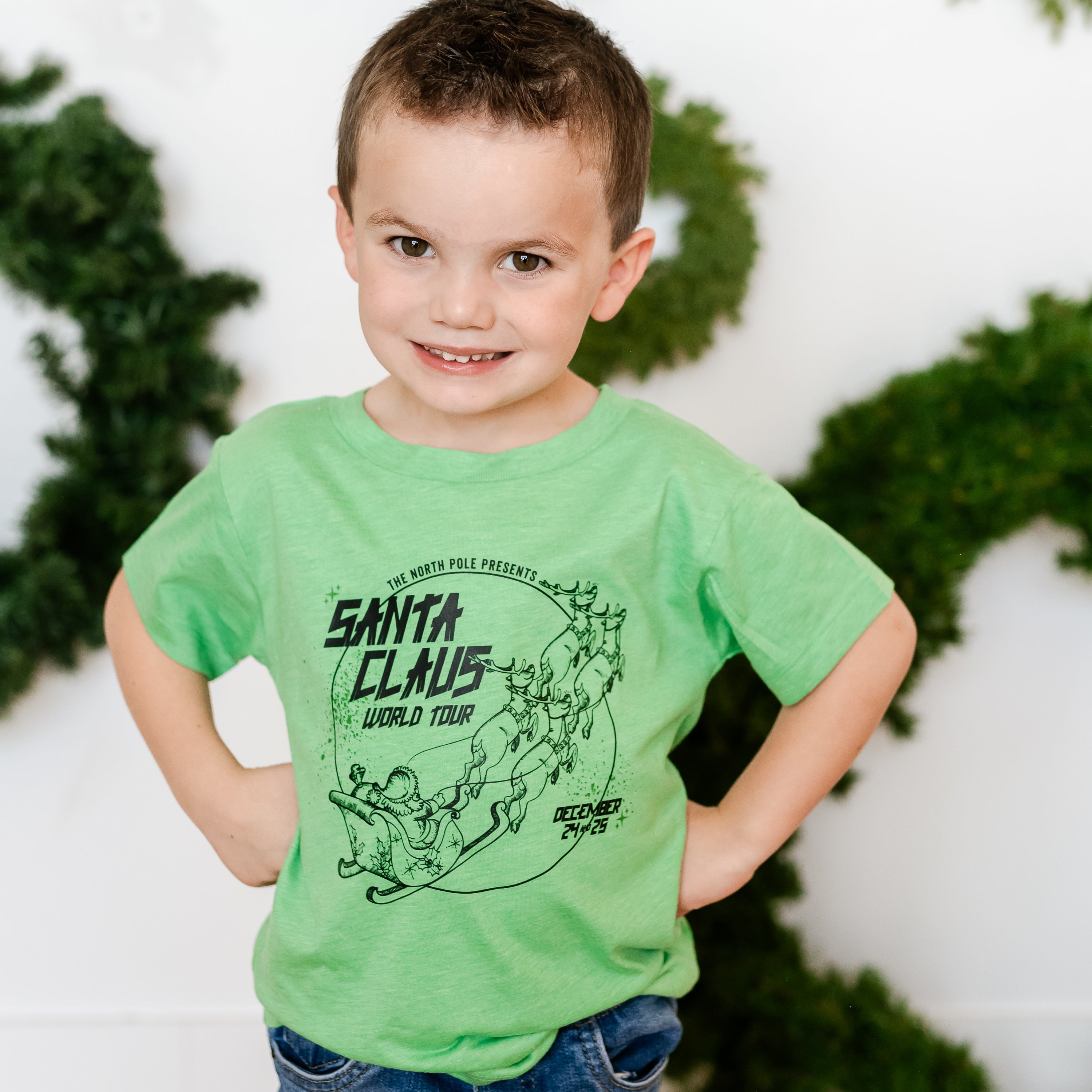 Santa Claus World Tour (f&b) - Child Tee Little Mama Shirt Shop