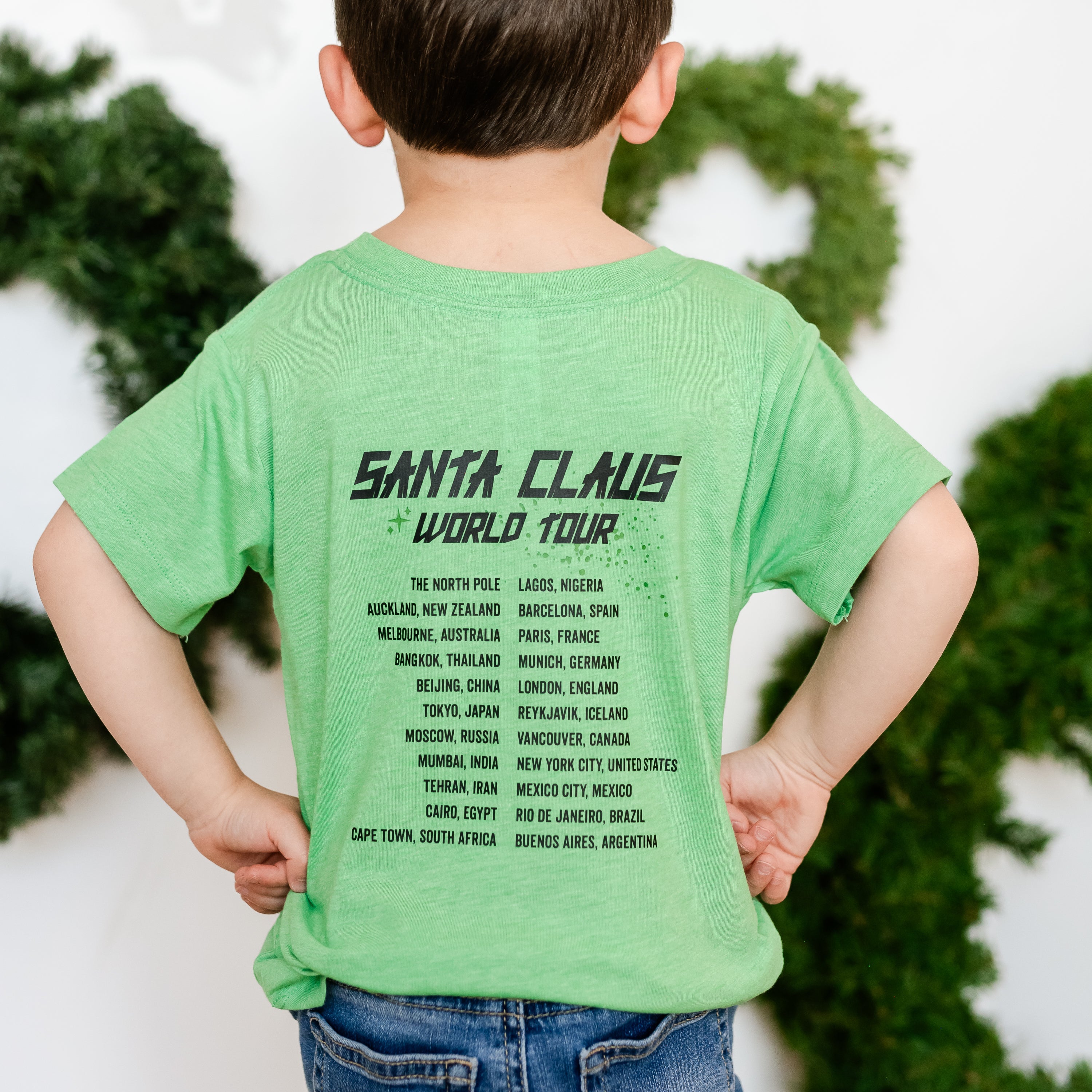 Santa Claus World Tour (f&b) - Child Tee Little Mama Shirt Shop