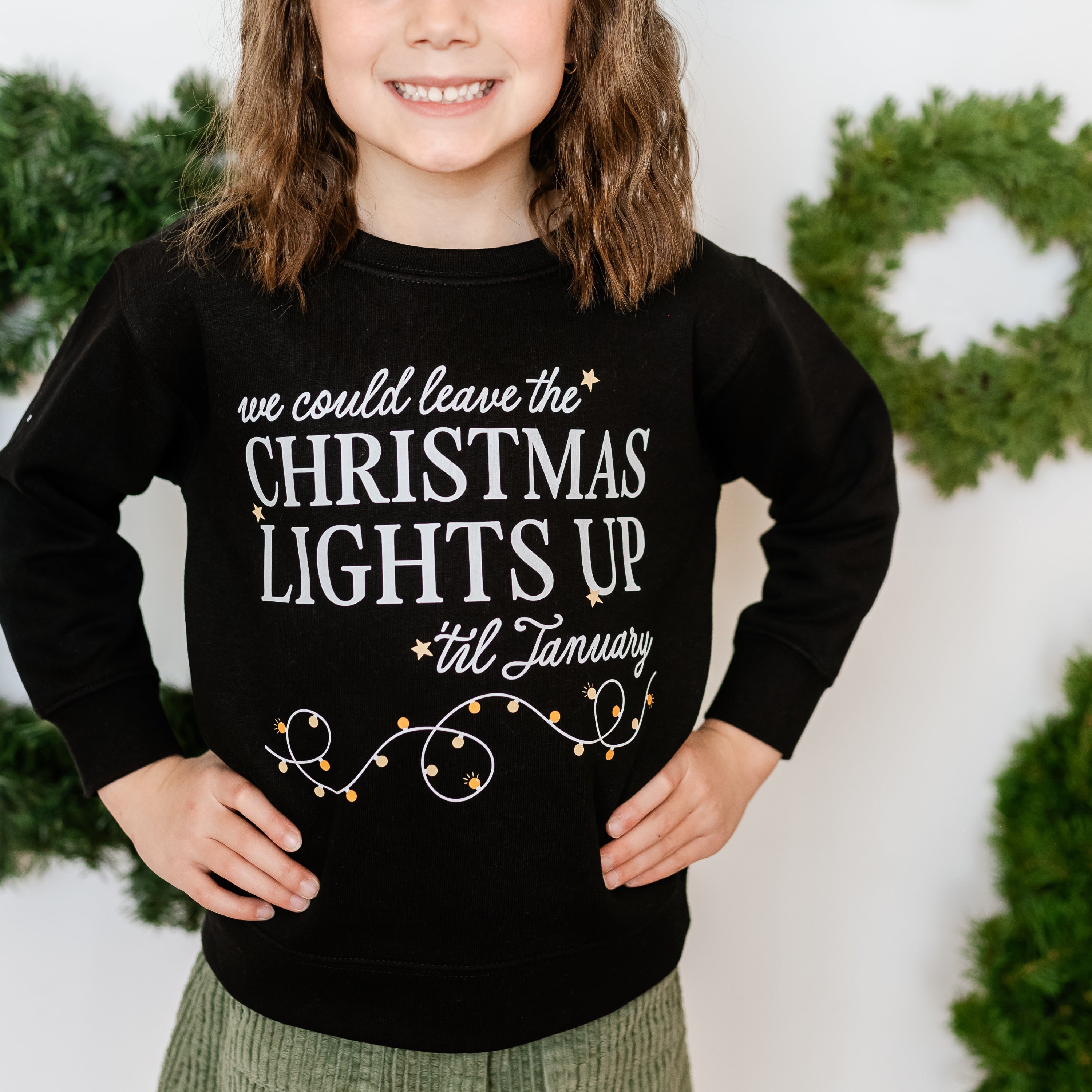 We Could Leave The Christmas Lights Up Til January - Child LONG SLEEVE Tee Little Mama Shirt Shop