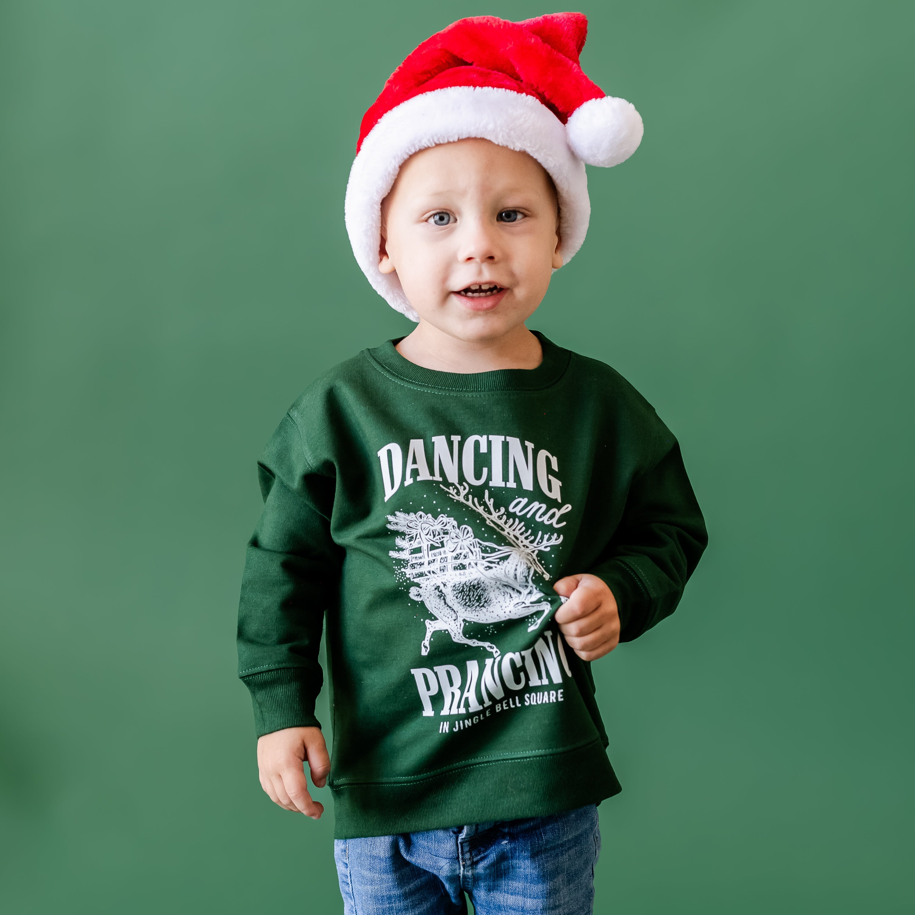 Dancing and Prancing in Jingle Bell Square - Child Sweater Little Mama Shirt Shop