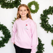 Embroidered Santa Hat Boujee Ghost - Child Sweater Little Mama Shirt Shop