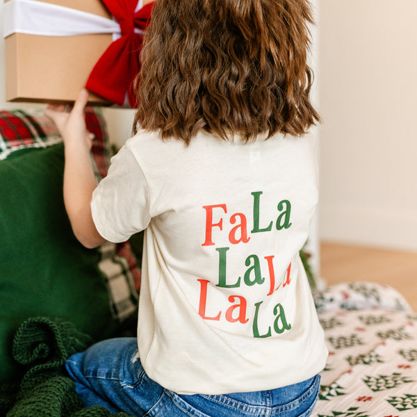 Christmas Wreath - Fa La La La La La (f&b) - Child Tee