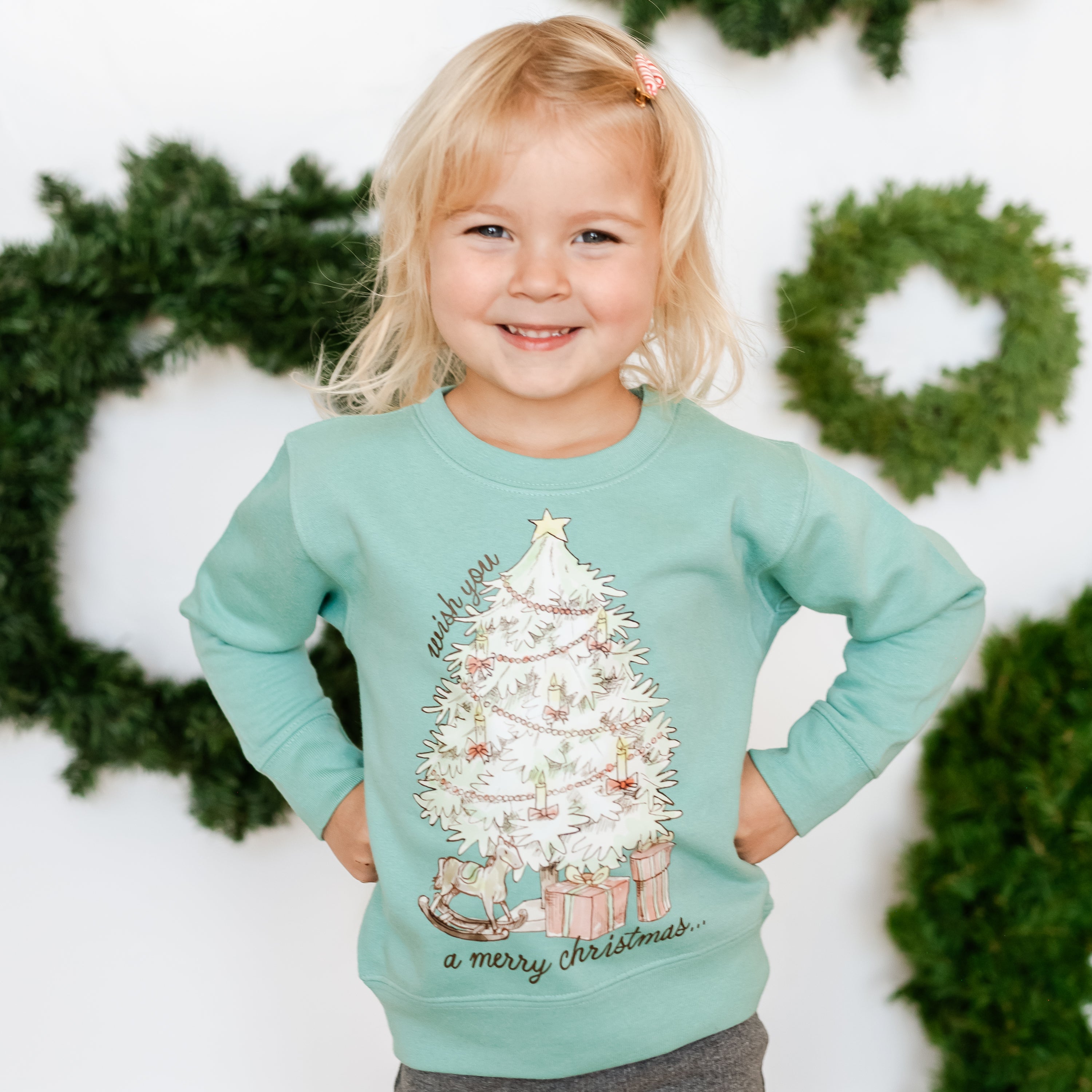 Wish You A Merry Christmas - Child Sweater Little Mama Shirt Shop