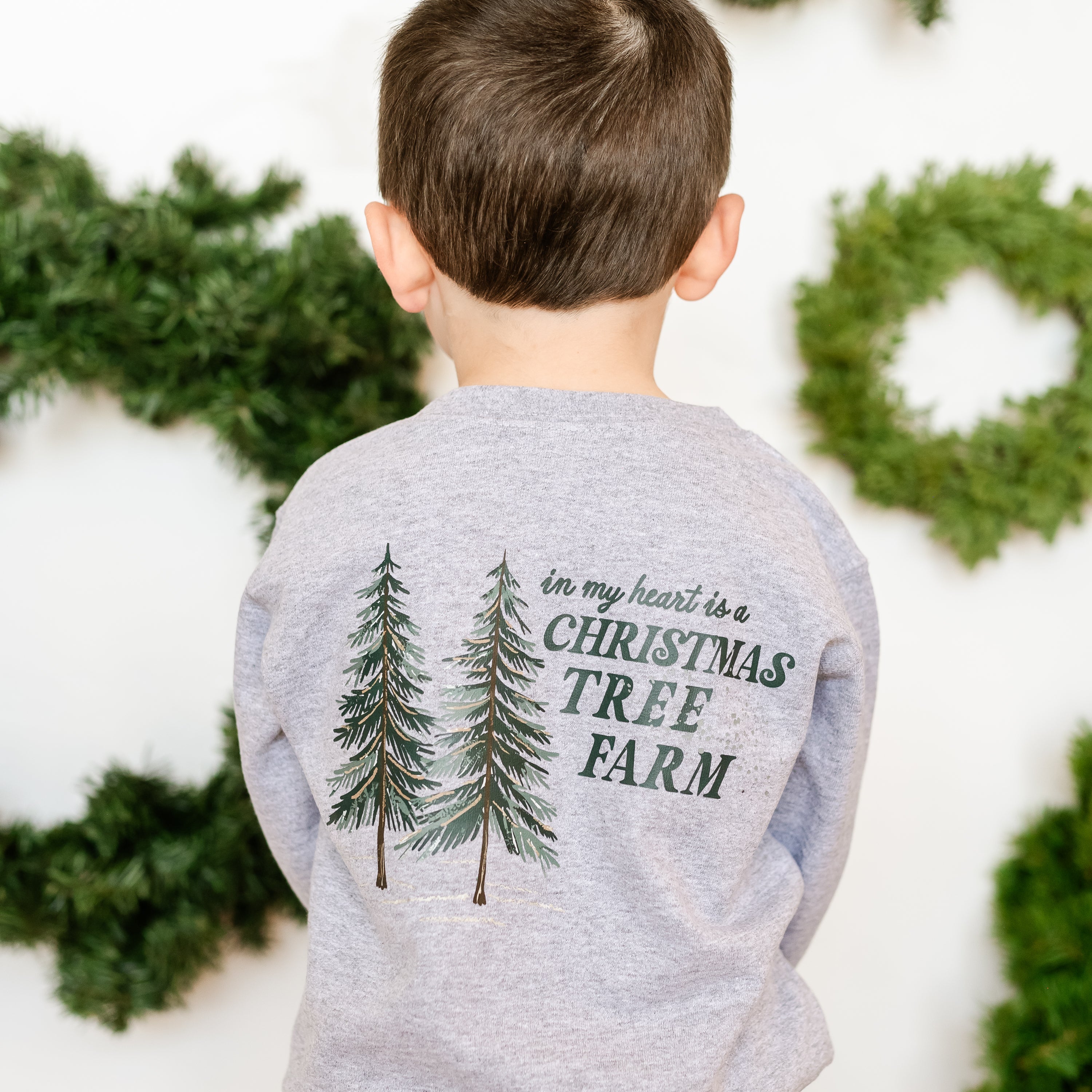 In My Heart Is A Christmas Tree Farm (pf&b) - Child LONG SLEEVE Tee Little Mama Shirt Shop