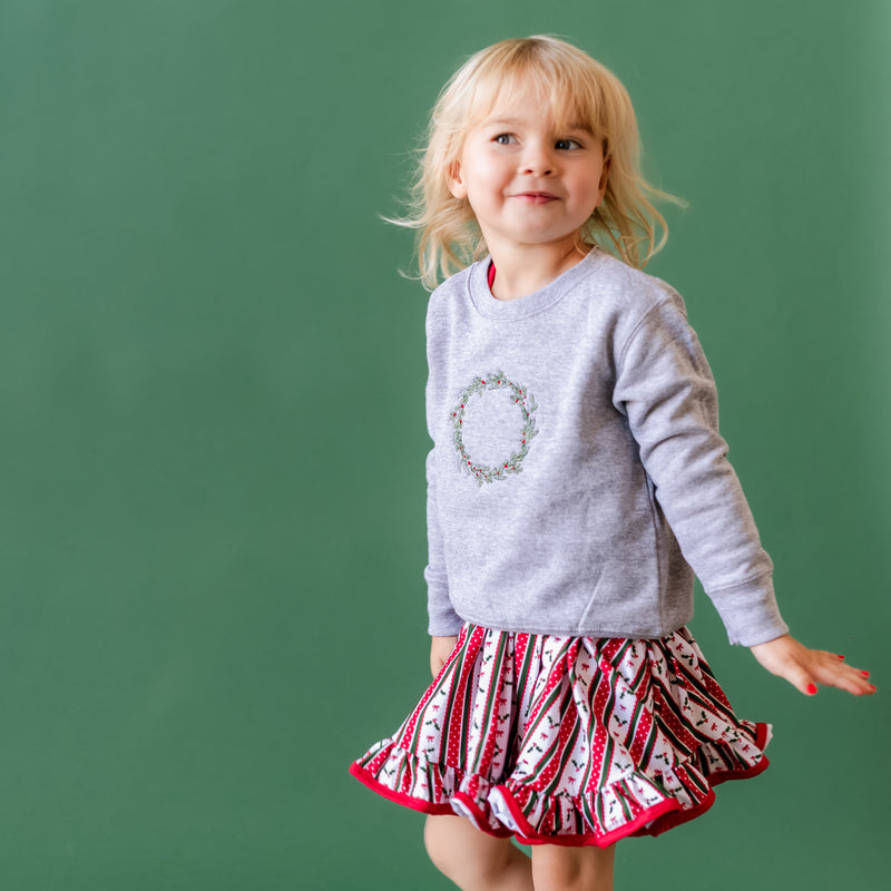 Embroidered Wreath - Child Sweater