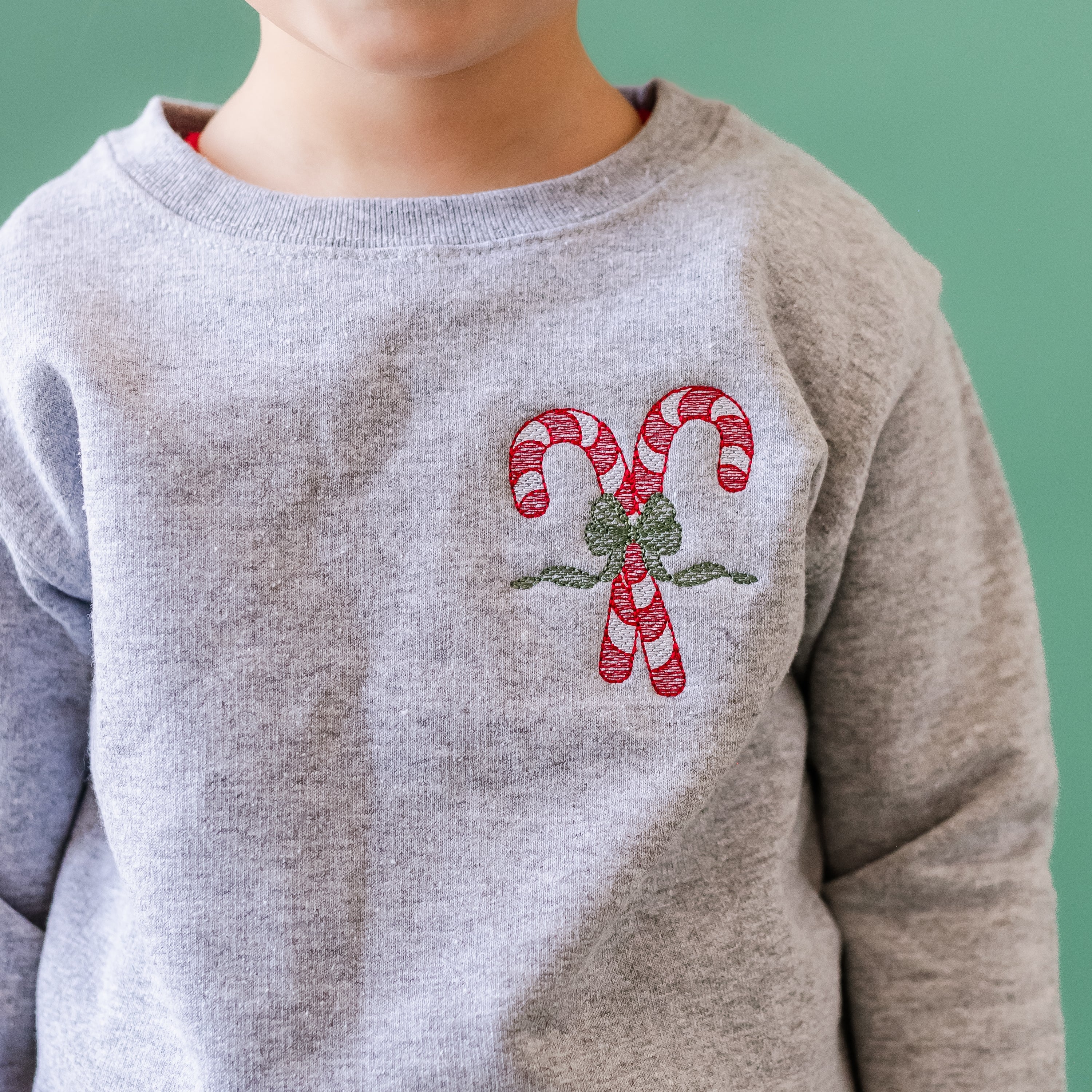 Embroidered Candy Cane - Child Sweater Little Mama Shirt Shop