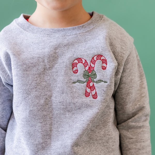 Embroidered Candy Cane - Child Sweater