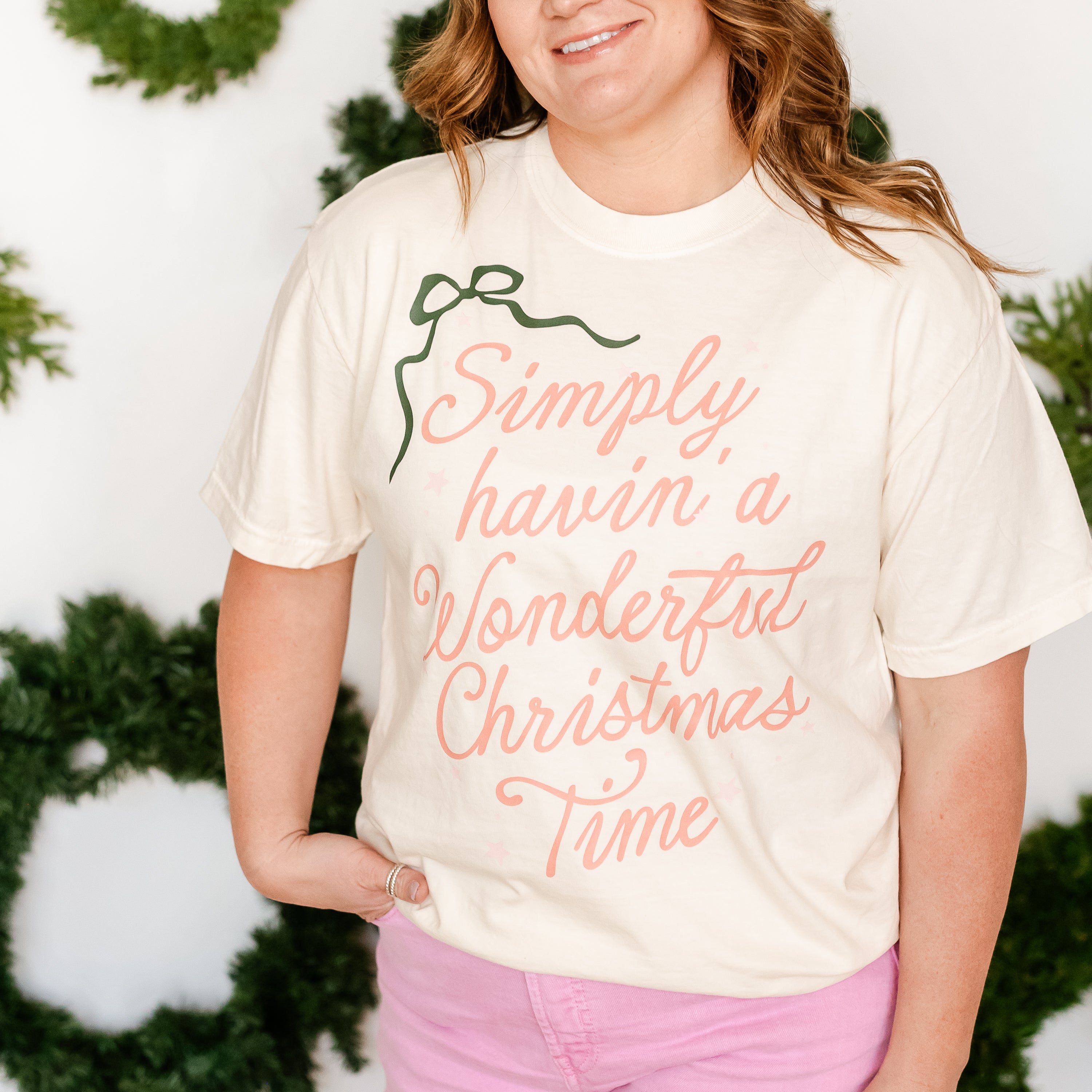 Simply Havin' A Wonderful Christmas Time - Comfort Colors Tee Little Mama Shirt Shop