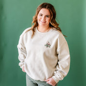 Embroidered Mistletoe (pocket) - BASIC Fleece Crewneck Little Mama Shirt Shop LLC