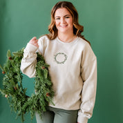 Embroidered Wreath (center) - BASIC Fleece Crewneck Little Mama Shirt Shop LLC