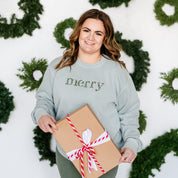 Embroidered PIGMENT Crewneck - Floral Merry Little Mama Shirt Shop LLC
