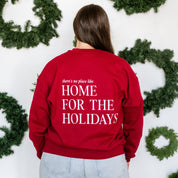 Embroidered Pocket Snowglobe w/ There's No Place Like Home on Back - BASIC Fleece Crewneck Little Mama Shirt Shop LLC