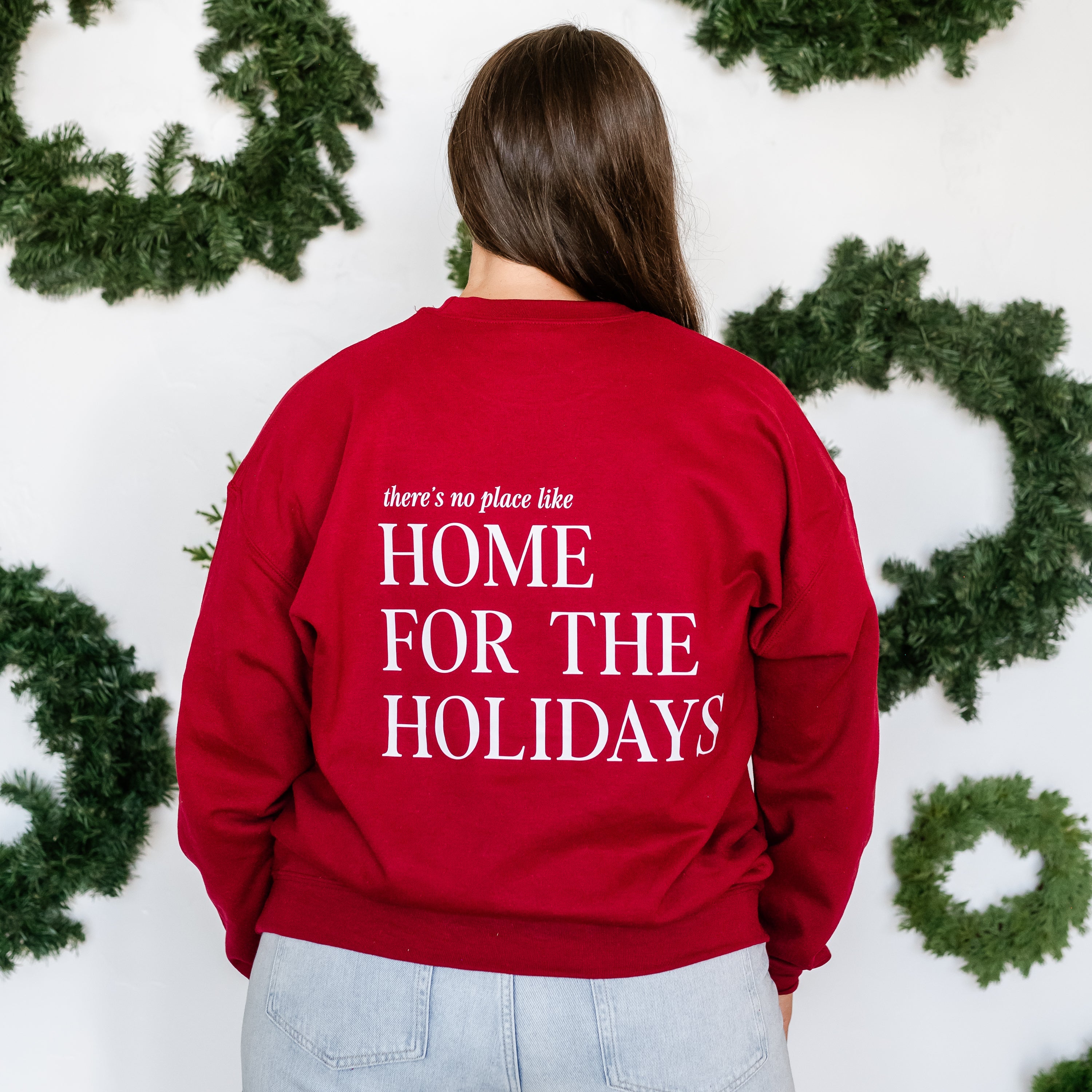  There's No Place Like Home on Back - BASIC Fleece Crewneck Little Mama Shirt Shop LLC