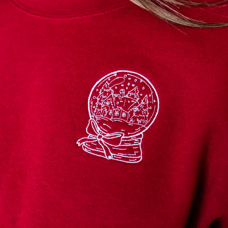 Embroidered Pocket Snowglobe w/ There's No Place Like Home on Back - BASIC Fleece Crewneck