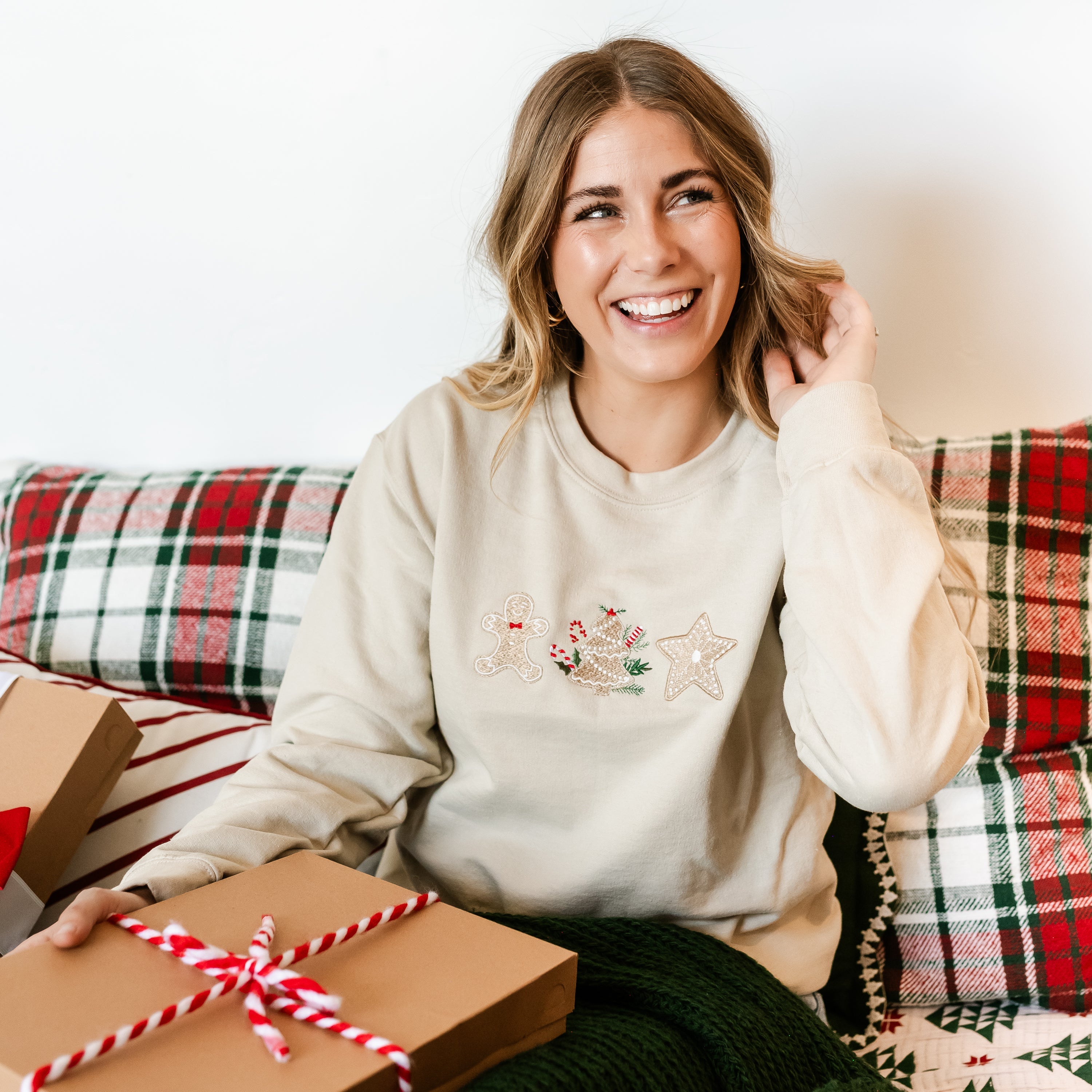 Embroidered Gingerbread Cookies - BASIC Fleece Crewneck Little Mama Shirt Shop LLC