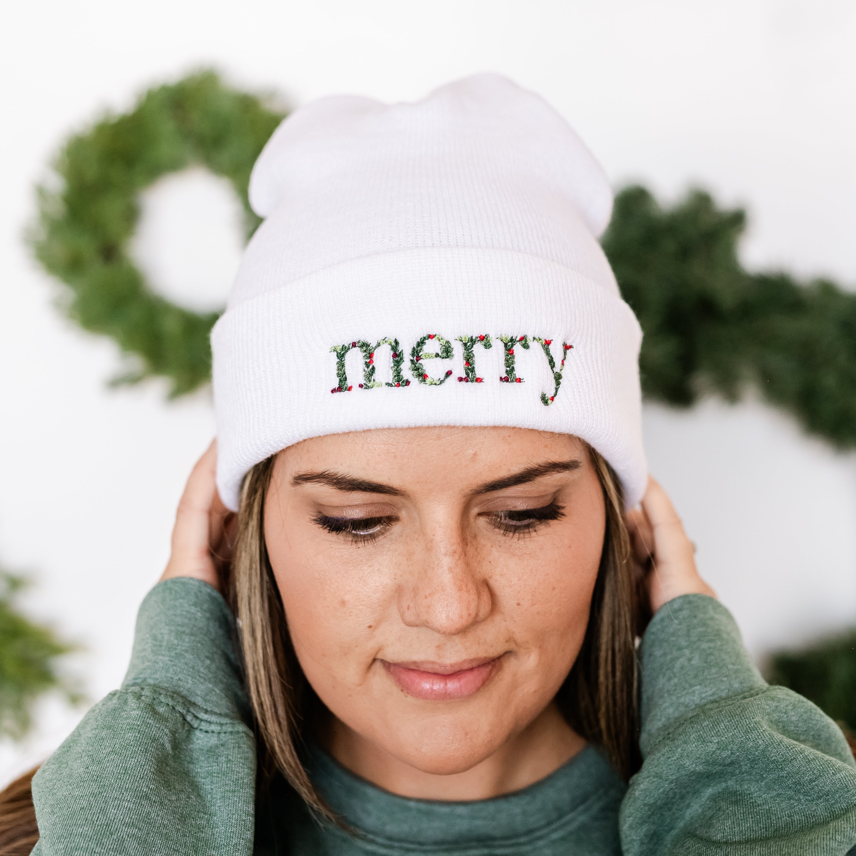 ADULT Beanie - Floral Merry Little Mama Shirt Shop LLC