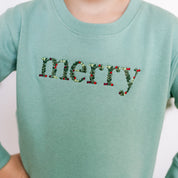 Embroidered Floral Merry - Child Sweater Little Mama Shirt Shop
