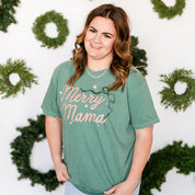 Merry Mama With Bow and Stars - Comfort Colors Tee Little Mama Shirt Shop