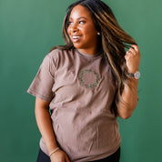 Embroidered Wreath (center) - Comfort Colors Tee Little Mama Shirt Shop