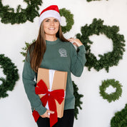 Embroidered Pocket Snowglobe w/ There's No Place Like Home on Back - LONG SLEEVE Comfort Colors Tee Little Mama Shirt Shop