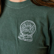 Embroidered Pocket Snowglobe w/ There's No Place Like Home on Back - LONG SLEEVE Comfort Colors Tee Little Mama Shirt Shop