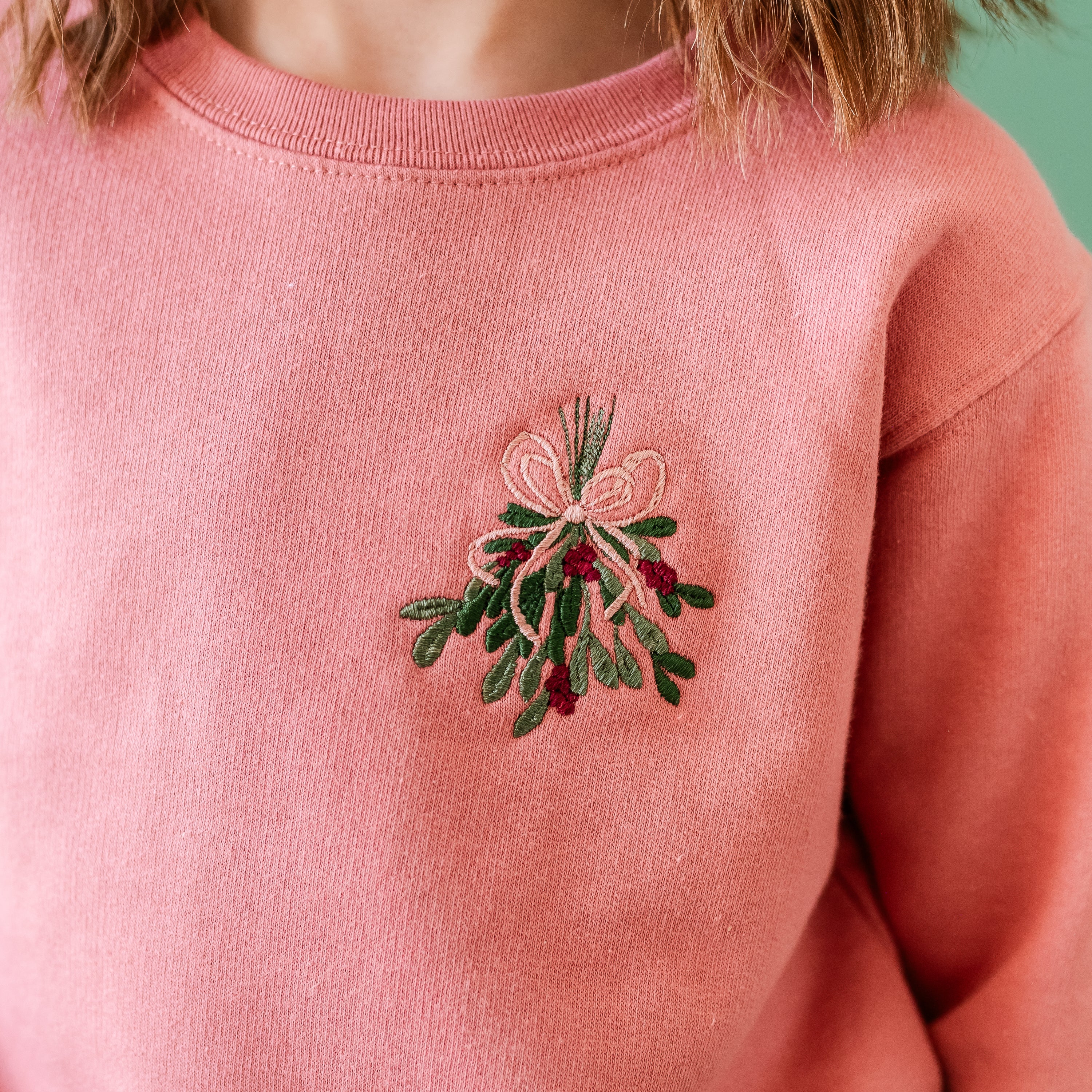 Embroidered Mistletoe (pocket) - Child Sweater Little Mama Shirt Shop