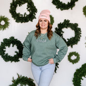 Embroidered Outline Christmas Trees - BASIC Fleece Crewneck Little Mama Shirt Shop LLC