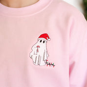 Embroidered Santa Hat Boujee Ghost - Child Sweater Little Mama Shirt Shop