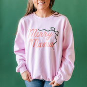 Merry Mama With Bow and Stars - BASIC Fleece Little Mama Shirt Shop LLC