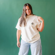 Embroidered Mistletoe - Comfort Colors POCKET Tee - Ivory Little Mama Shirt Shop
