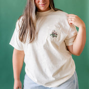 Embroidered Mistletoe - Comfort Colors POCKET Tee - Ivory Little Mama Shirt Shop