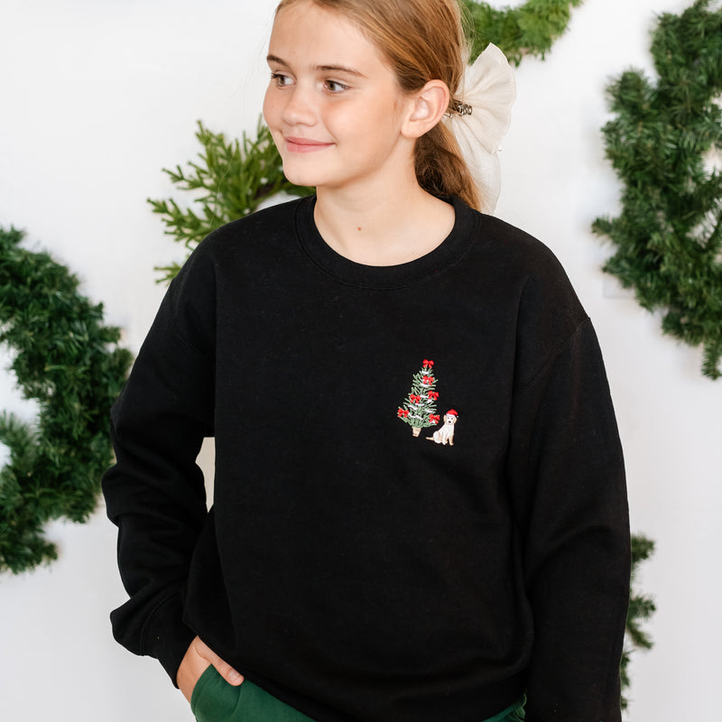 Embroidered Santa Pup - Child Sweater