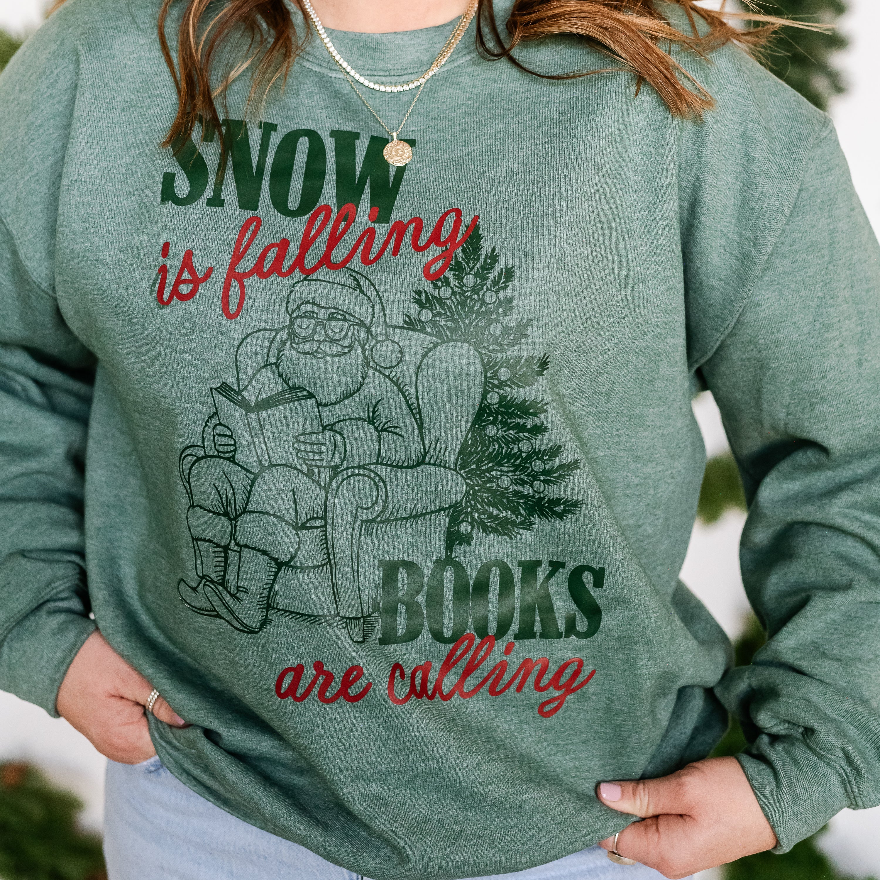 Snow Is Falling Books Are Calling - BASIC Fleece Little Mama Shirt Shop LLC