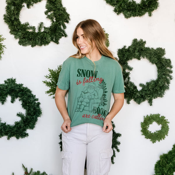 Snow Is Falling Books Are Calling - Comfort Colors Tee