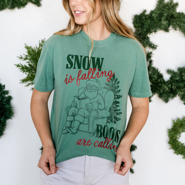 Snow Is Falling Books Are Calling - Comfort Colors Tee