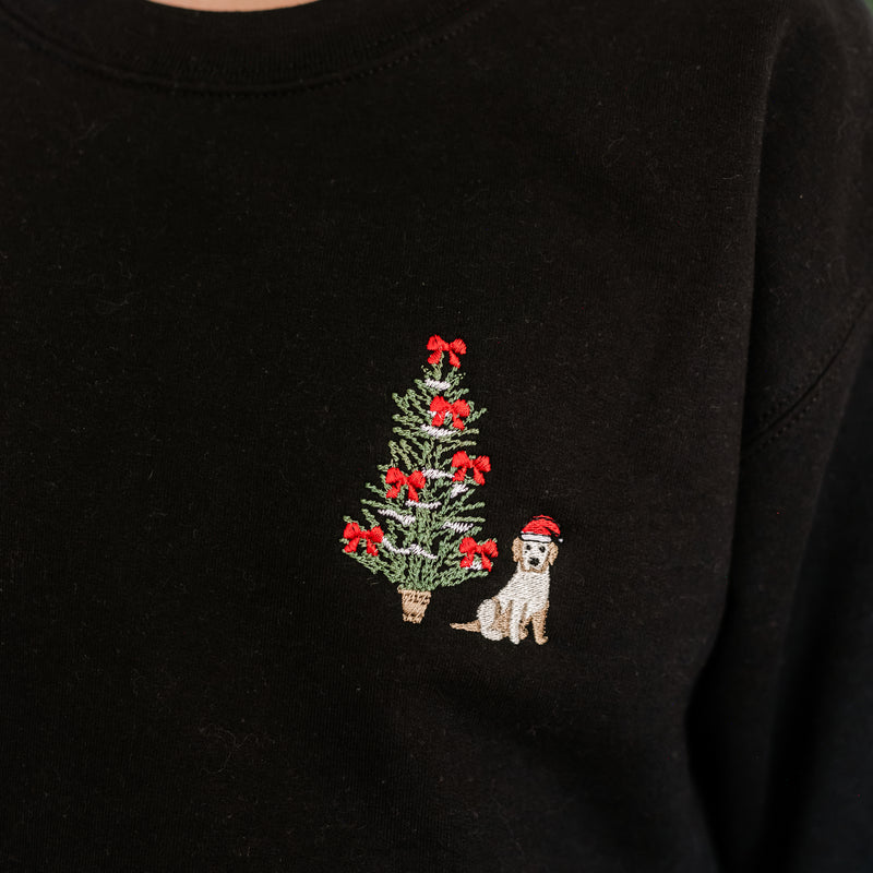 Embroidered Santa Pup - Child Sweater