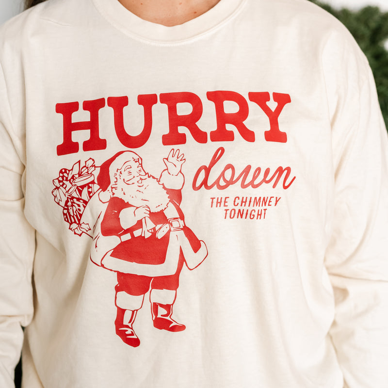 Hurry Down The Chimney Tonight (sd) - LONG SLEEVE Comfort Colors Tee