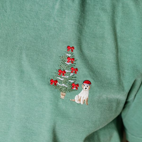 Embroidered Santa Pup - Comfort Colors Tee