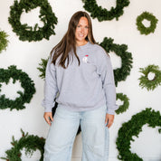 Embroidered Santa Hat Boujee Ghost - BASIC Fleece Crewneck Little Mama Shirt Shop LLC