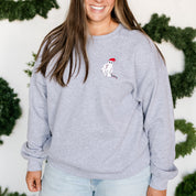 Embroidered Santa Hat Boujee Ghost - BASIC Fleece Crewneck Little Mama Shirt Shop LLC
