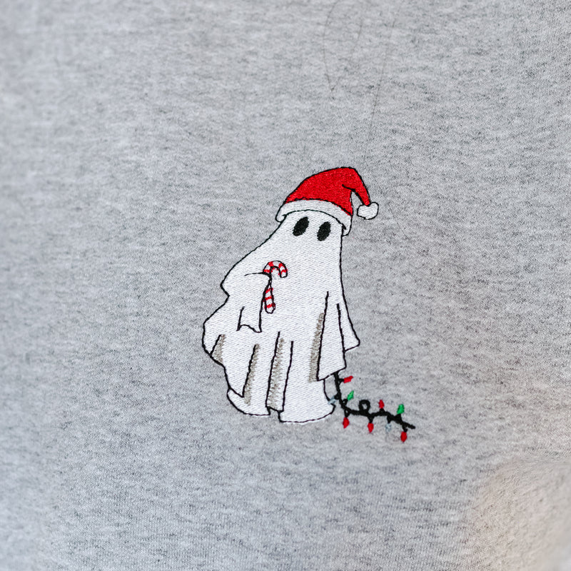 Embroidered Santa Hat Boujee Ghost - BASIC Fleece Crewneck